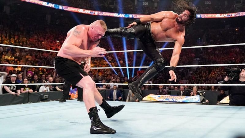 Brock Lesnar and Seth Rollins at SummerSlam 2019