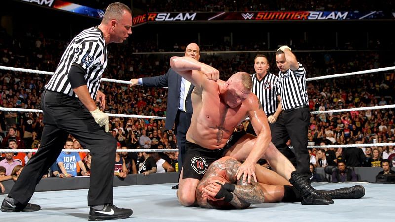 Brock Lesnar attacks Randy Orton