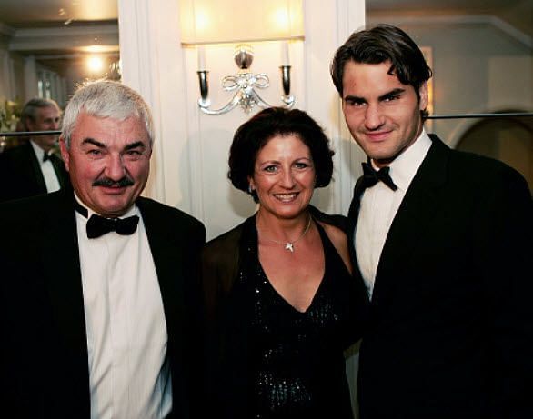 Roger Federer with his parents