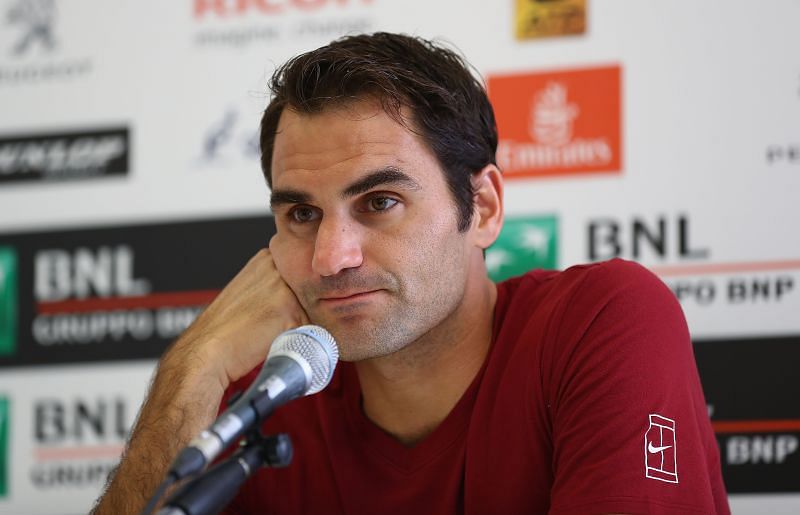 Roger Federer at a press conference in 2016