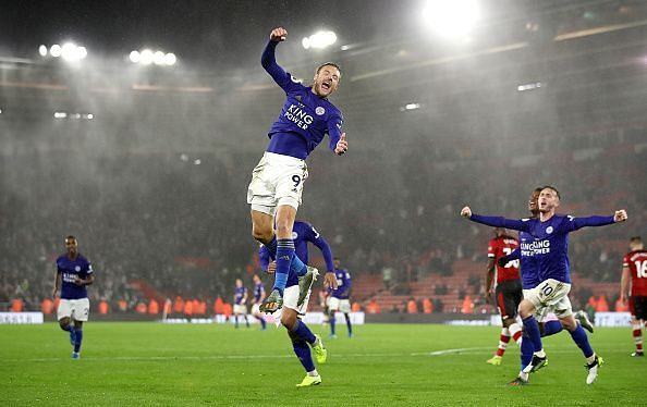 Jamie Vardy leads the line for Leicester City