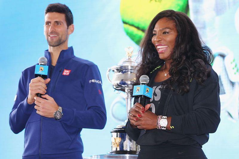 Novak Djokovic (L) and Serena Williams