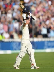 England v Australia - 1st Specsavers Ashes Test: Burns celebrating his maiden ton