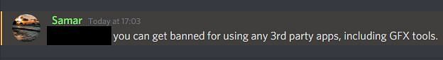Answer from a staff regarding the use of GFX tool in COD Mobile