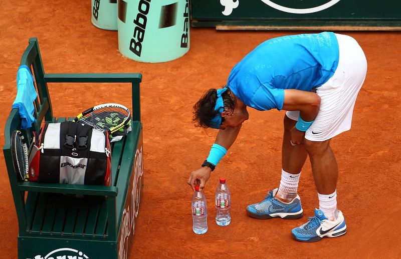 Rafael Nadal is especially particular about where he keeps his bottles.