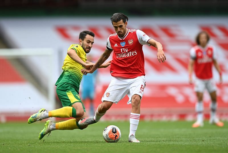 Dani Ceballos in action for Arsenal against Norwich City.