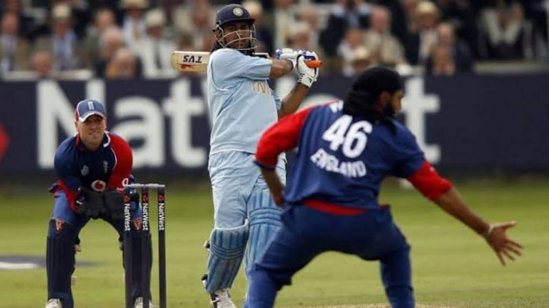 MS Dhoni facing Monty Panesar on India&#039;s tour of England in 2007 (Image Credits: FirstSportz)