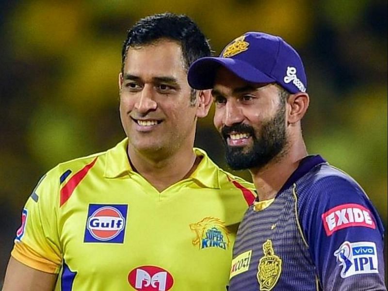MS Dhoni (left) and Dinesh Karthik (right) lead the two oldest teams in IPL 2020.