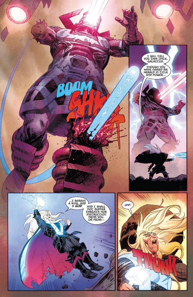 Official comic Book page between Thor and Galactus (Image Credit: Comicnewbies)