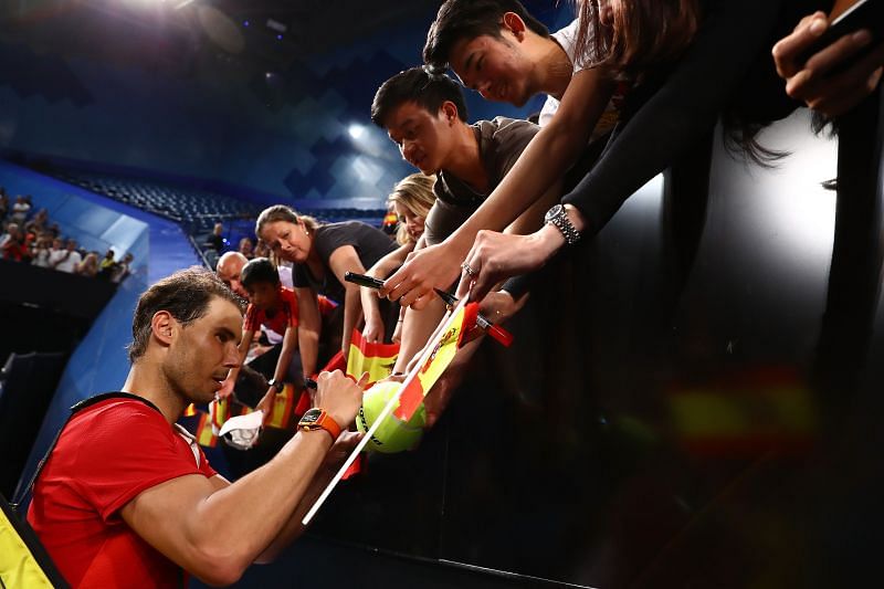 Rafael Nadal signing autographs at the 2020 ATP Cup