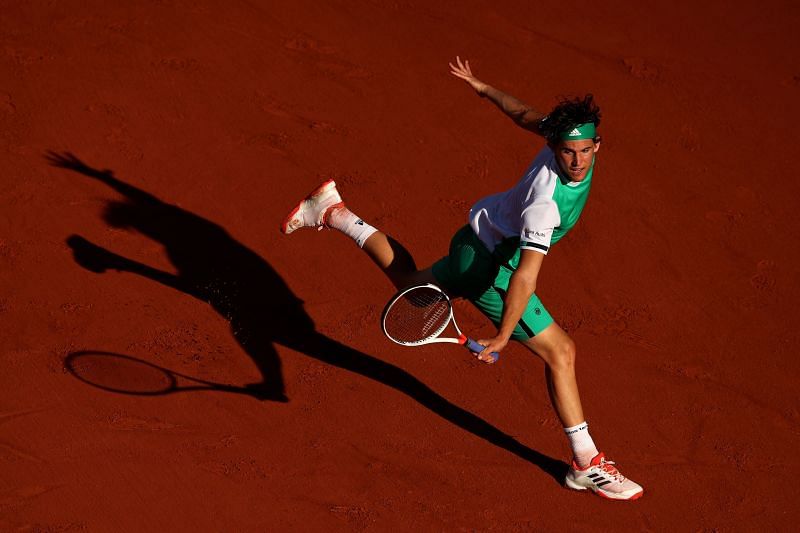 Dominic Thiem in action at Roland Garros