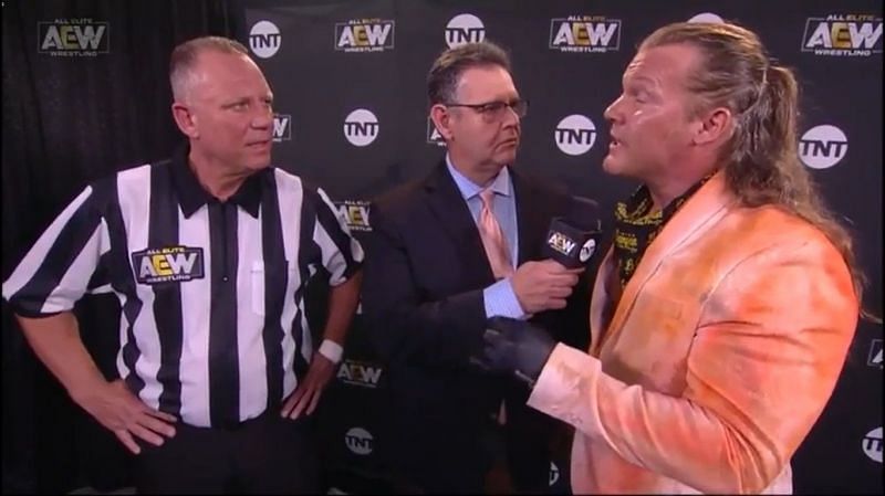 Mike Chioda and Chris Jericho backstage on AEW Dynamite