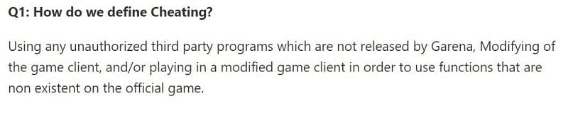 A snippet of the anti-hack FAQ (Image Source: ff.garena.com)