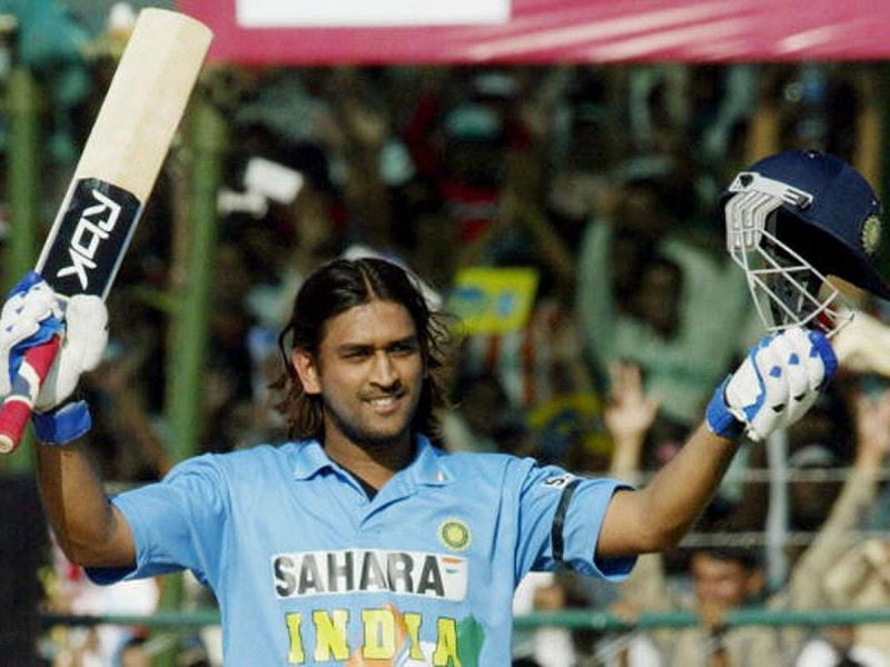 MS Dhoni after scoring a century in 2005 against Sri Lanka