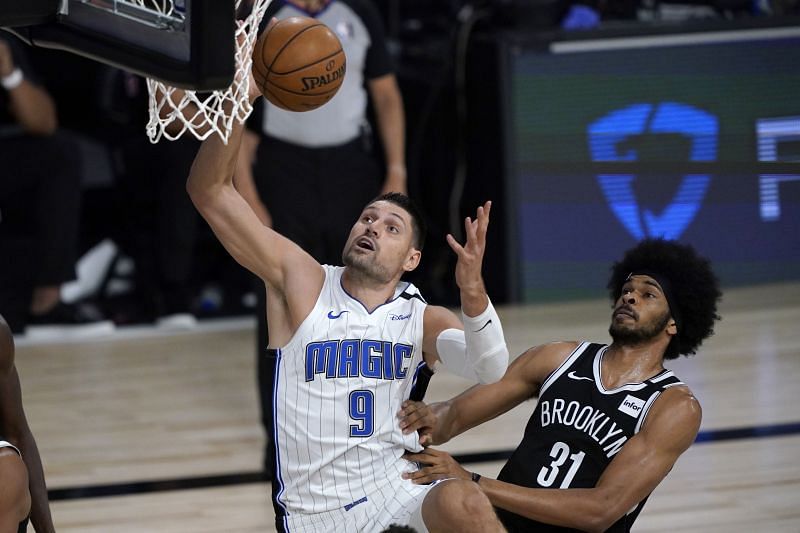 Nikola Vucevic in action against the Brooklyn Nets