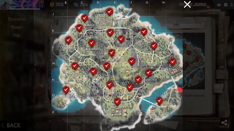 The Free Fire journal is a very interactive tool that awards players for exploration (Image Credits: Reddit)