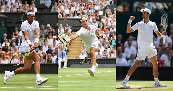 Roger Federer (centre) is one of the best players to have played on grass