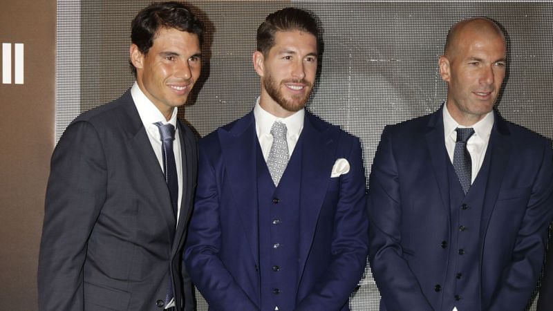 Rafael Nadal, Sergio Ramos and Zinedine Zidane