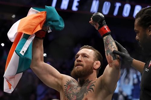 McGregor v Cerrone:UFC 246 . McGregor celebrates his 40 second knockout victory over cowboy