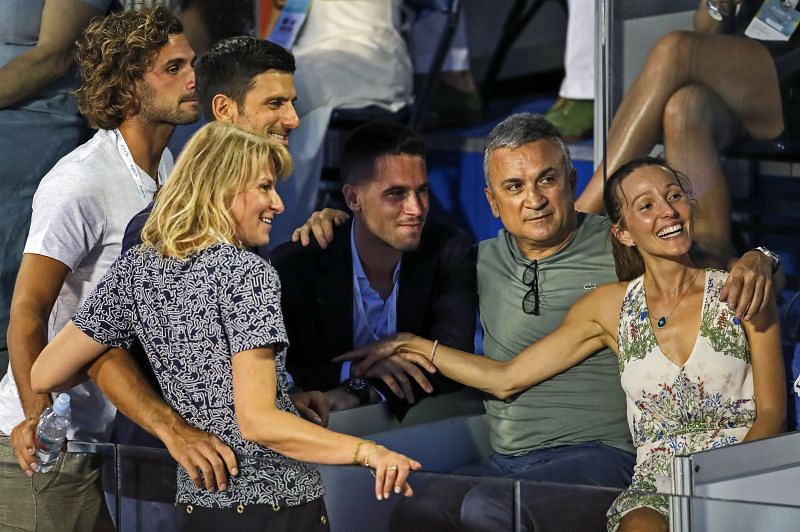 Novak Djokovic with members of his family at the Adria Tour