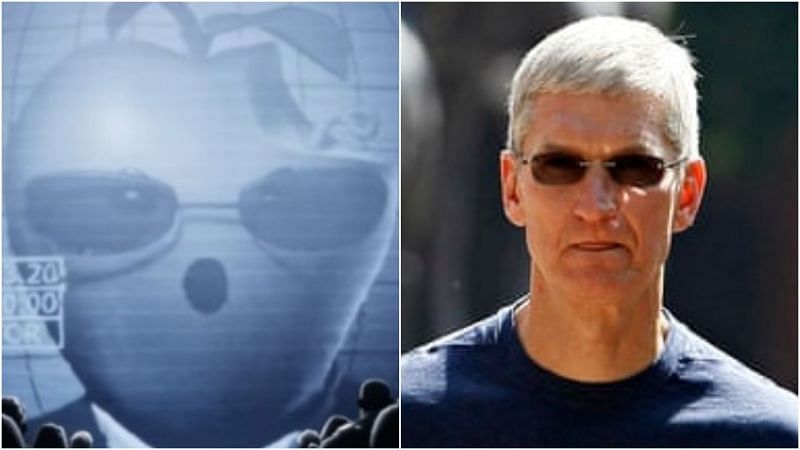 Apple Face (L) and Tim Cook (R)
