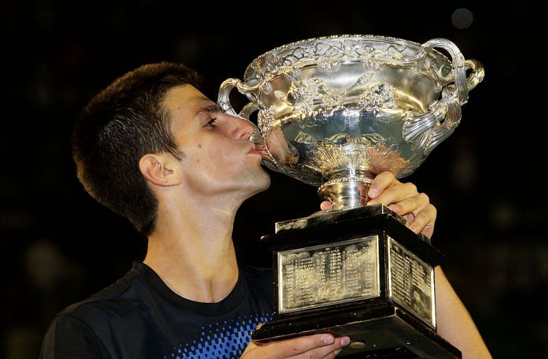 Novak Djokovic after winning 2008 Australian Open