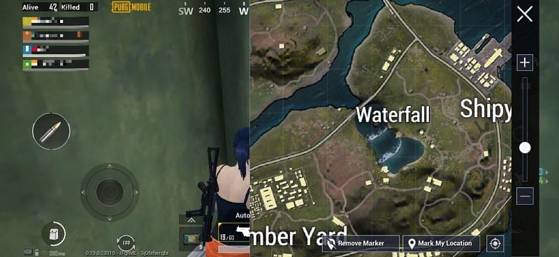 Waterfall location on the map