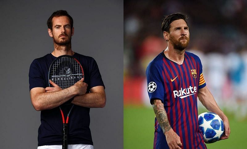 Andy Murray (L) and Lionel Messi