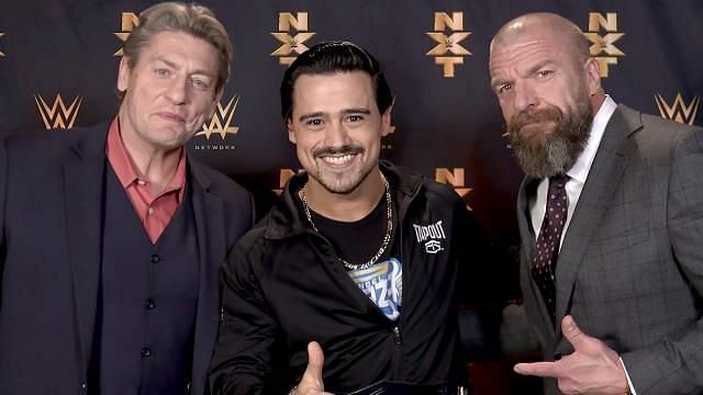 Angel Garza with Triple H and William Regal in WWE NXT
