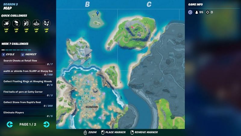 Exact location of Coral buddies&#039; island in Fortnite (Quadrant-B1)