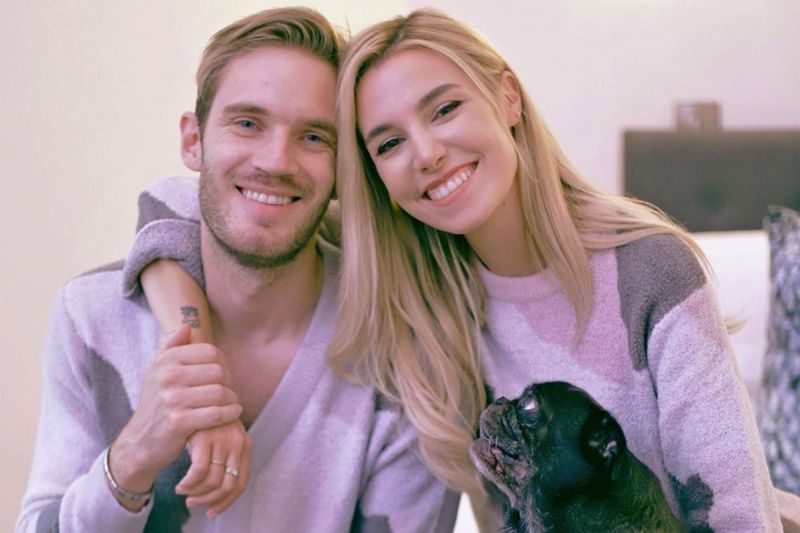 YouTuber PewDiePie with Wife Marzia Kjellberg (Image Credits: New York Post)