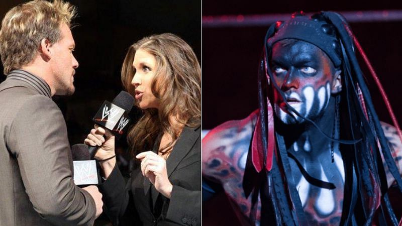 Chris Jericho and Stephanie McMahon (left); Finn Balor (right)