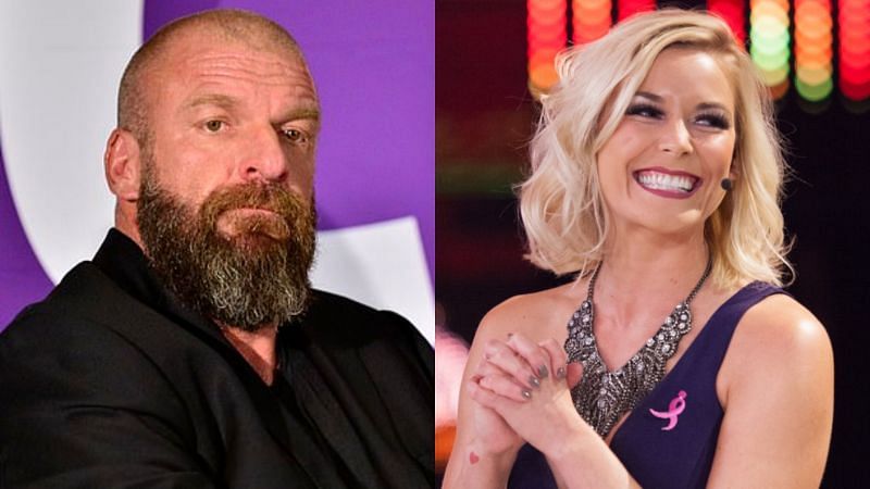 Triple H (left); Renee Young (right)