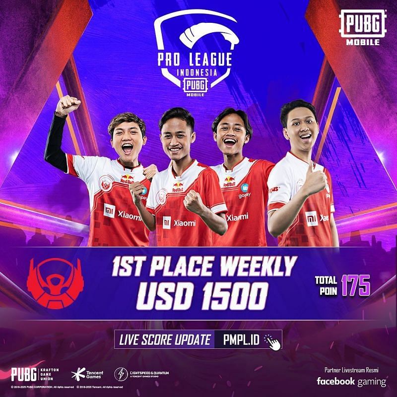 Bigetron RA won the 1500 USD weekly prize at the PMPL Season 2 Indonesia