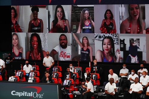 Virtual fans attending a NBA game in the bubble