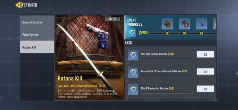 Katana Kill event in COD Mobile