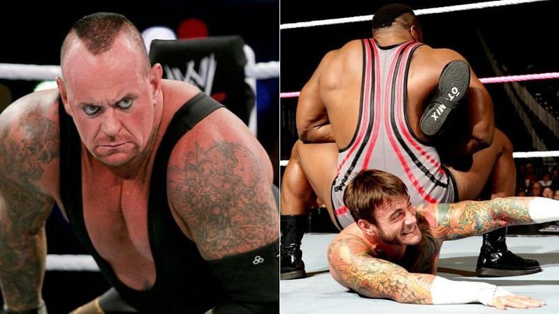 The Undertaker (left); Big E and CM Punk (right)