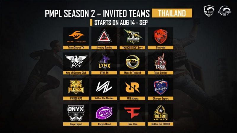 PMPL Season 2 - Invited Teams Thailand