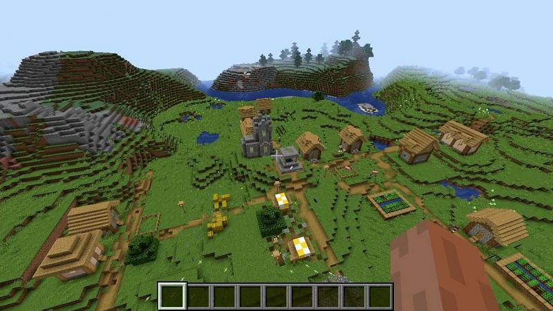 Village and Farms at Spawn (Image credits: Minecraft Seeds every day, Youtube)