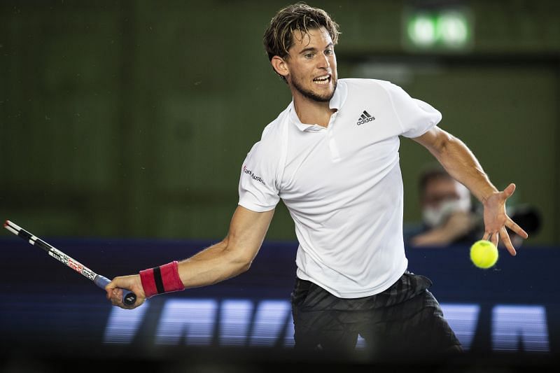 Dominic Thiem in action at the Bett1Aces Tennis Tournament