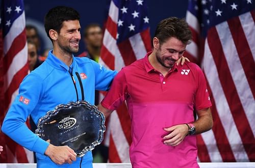 Novak Djokovic (L) and Stan Wawrinka