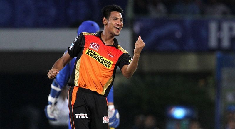 Mustafizur Rehman playing for Sunrisers Hyderabad in the IPL.