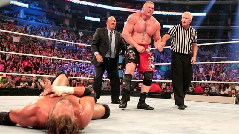 Brock Lesnar after defeating Triple H at SummerSlam 2012