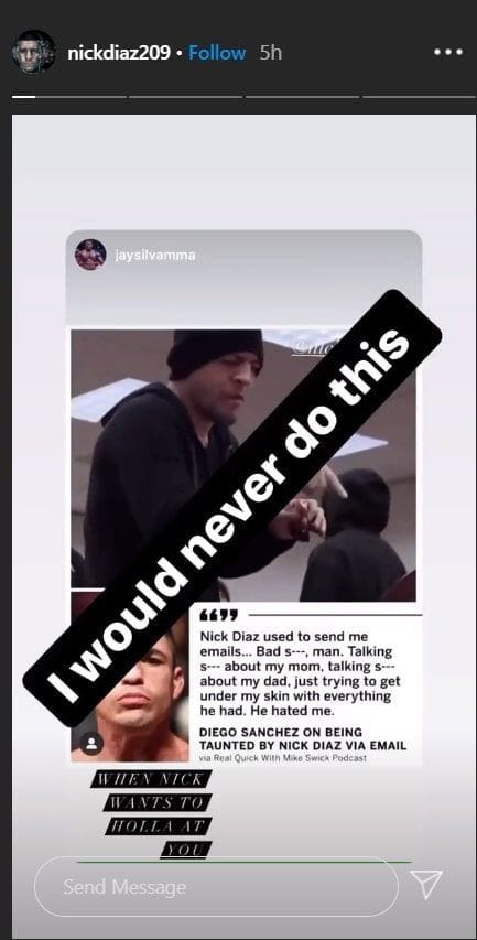 Nick Diaz denies Diego Sanchez's accusations