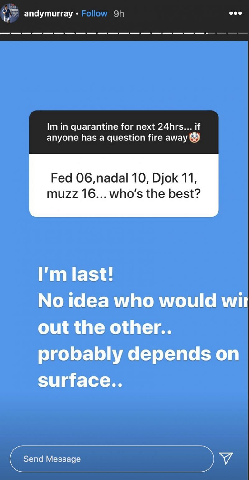 Andy Murray&#039;s Instagram story