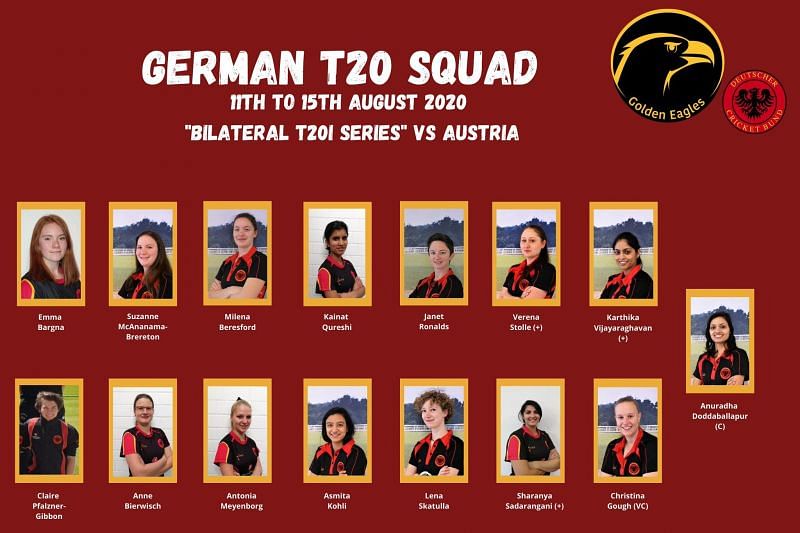 Germany Women&#039;s Squad for the Austria tour (Courtesy - @GoldenEagles_de)