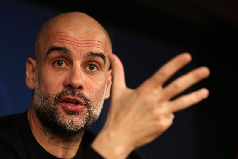 Pep Guardiola, Manager of Manchester City during a press conference