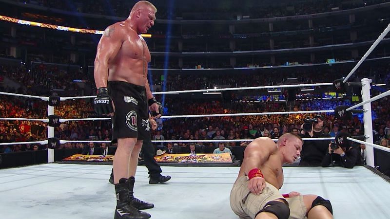 Brock Lesnar mauls Cena (source: WWE)