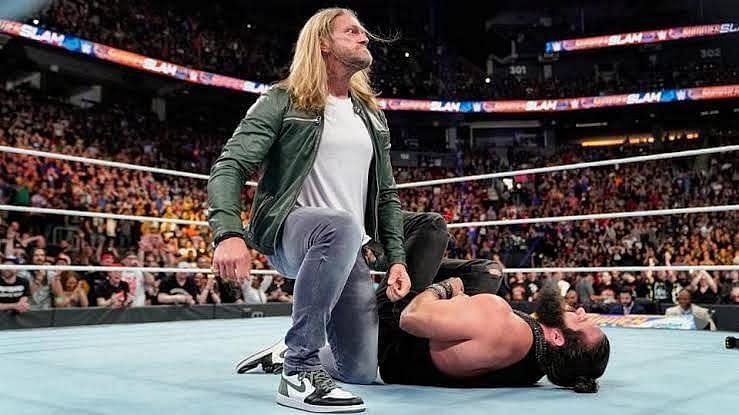 Edge speared Elias during the SummerSlam 2019 kick off show last year