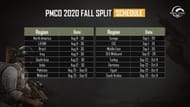 PMCO Fall Split 2020 Schedule (Image Credits: Tencent)
